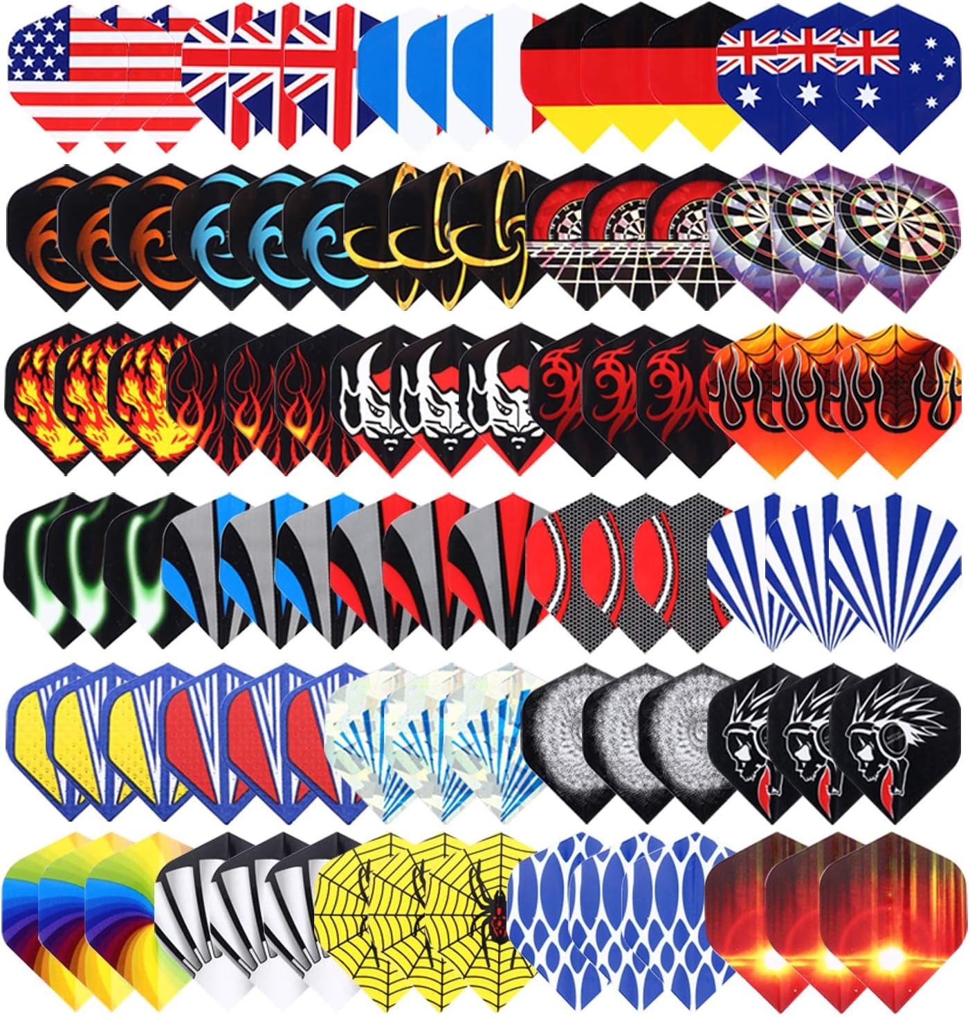Standard Dart Flights - 30 Sets (90 Pieces) Durable PET and Laser Replacement Feather Tail Wings - Ideal Accessories for Dart Games