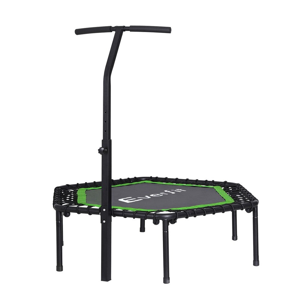 Everfit 48Inch Hexagon Fitness Trampoline Rebounder Adjustable Handrail Green