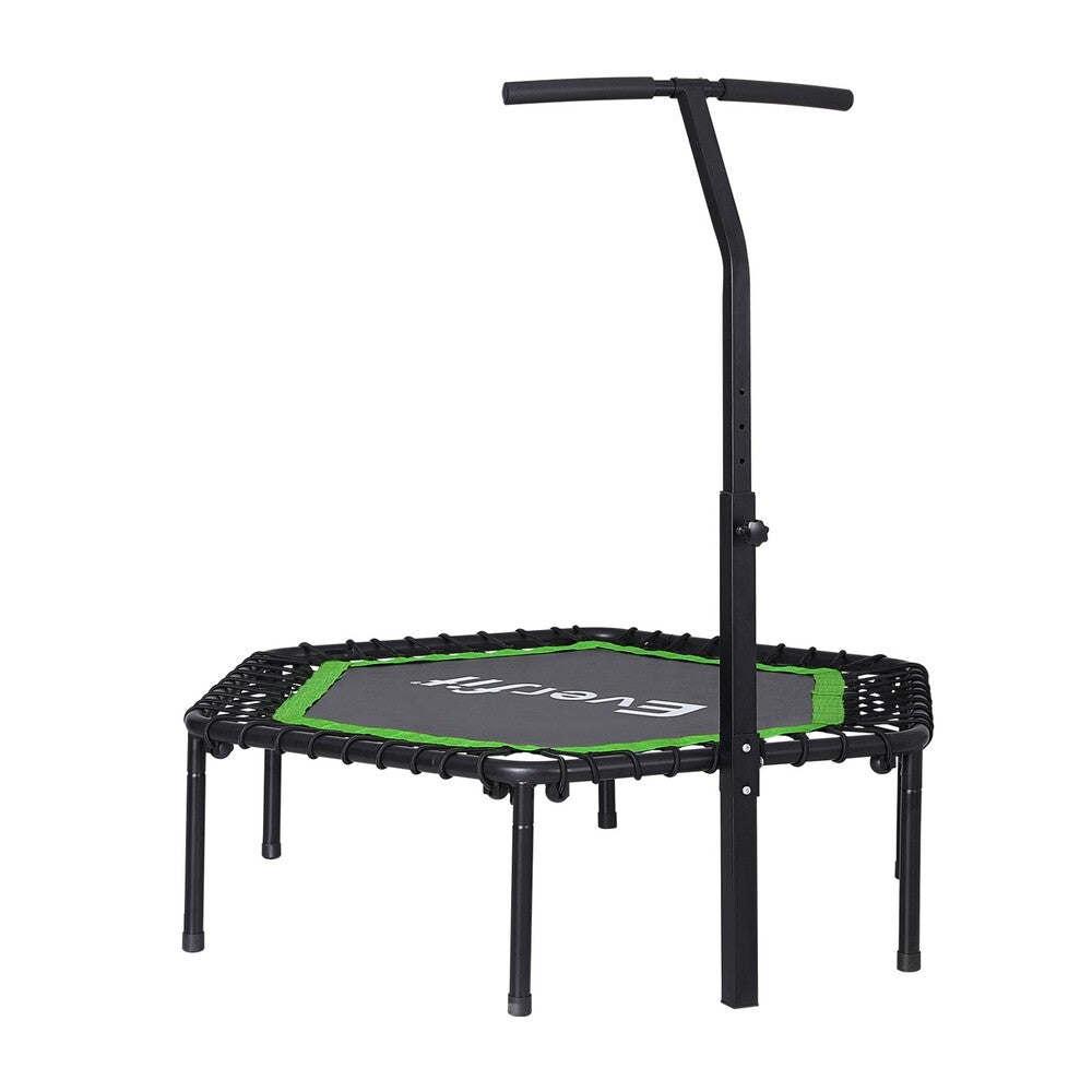 Everfit 48Inch Hexagon Fitness Trampoline Rebounder Adjustable Handrail Green
