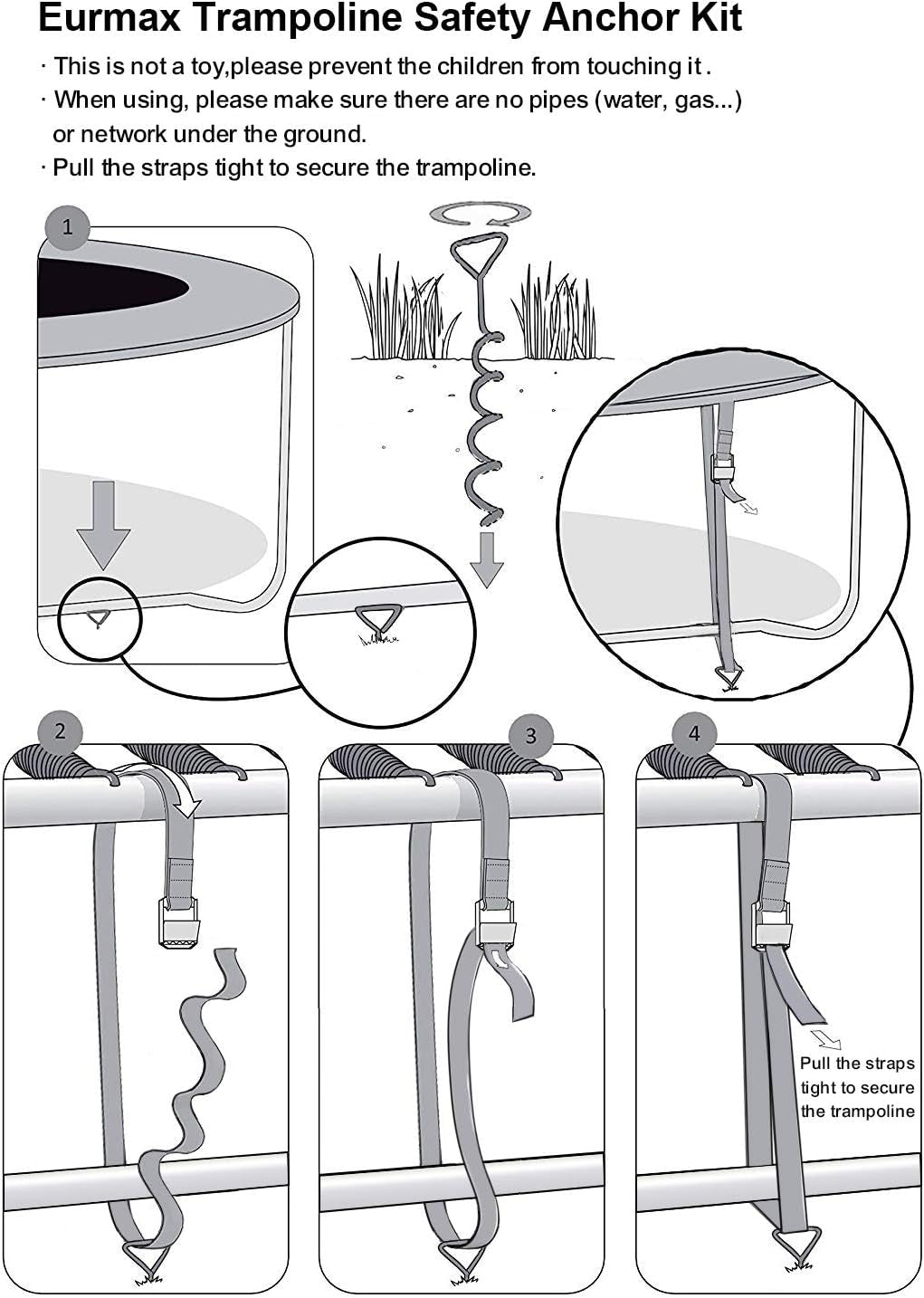 Trampoline Spring Pull Tool Kit Trampoline Parts Easy Pull Tool 2 Pack (T-Hook)